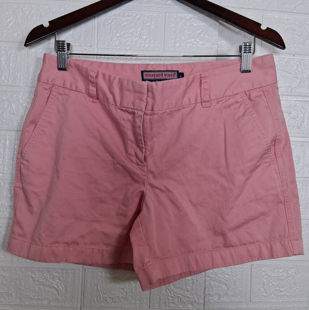 Vineyard Vines Women’s Size 8 Pink Chino Shorts 4.5" Inseam Whale Logo